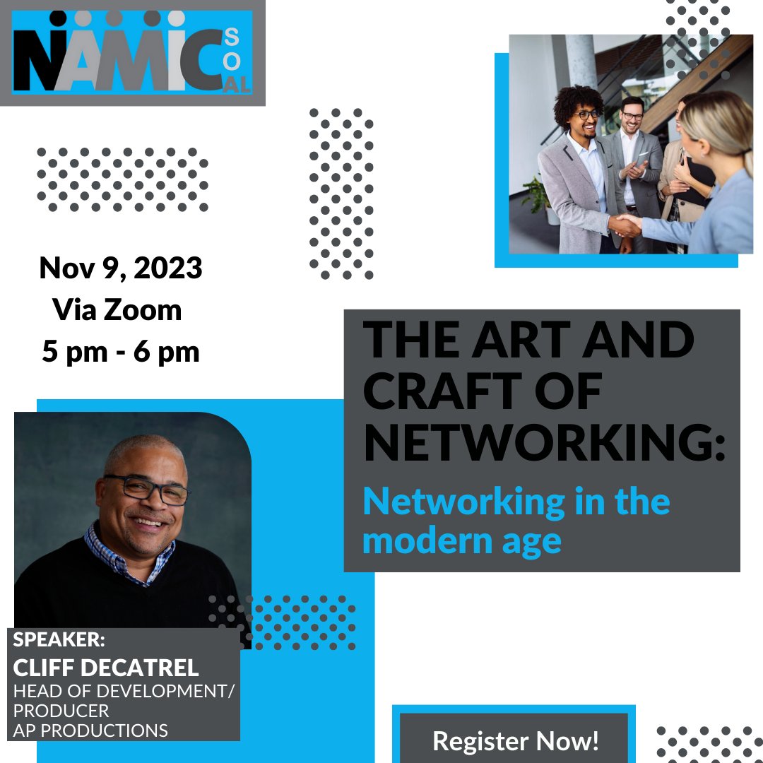 namicsocal's tweet photo. Networking is crucial for career success.
Cliff Decatrel, a master networker, will provide valuable tips on effectively networking for your career success.

Mark your calendar to join us November 9!
#networking #networkingtips #socialskills
#CareerGrowth  https://t.co/f7VL6t5qdl https://t.co/H1OzDwgoWM