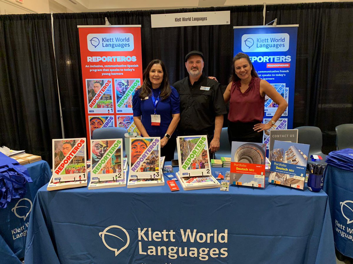KlettWL's tweet photo. Our team is geared up in Daytona for #FFLA2023! We can’t wait to connect with Florida educators and share our language solutions. Come find us at Booth 31. 😊

#futureofworldlanguages #passionforlanguages❤️ #cultivateglobalcitizens #floridaeducator 

@FLForLanguages https://t.co/1hi6jtezeo