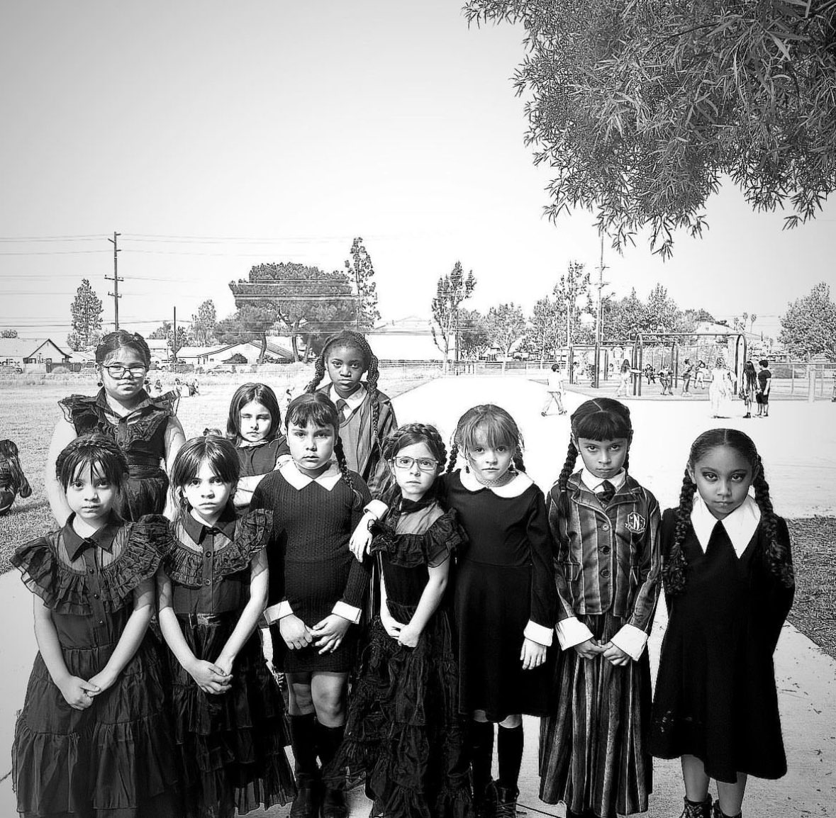 We have a serious case of some @wednesdayaddams at Mission. #MissionMustangs #MustangPride #ThisIsRUSD #RedRibbonWeek2023 #ThrillingThursday