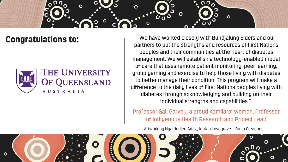 Congratulations to <a href="/UQMedicine/">UQ Medicine</a> in QLD, developing the Our Diabetes Using Our Strengths Service (DUOSS) model of care to be piloted in First Nations communities in northern NSW.🧵6/9 ▶️bit.ly/45MShdu
