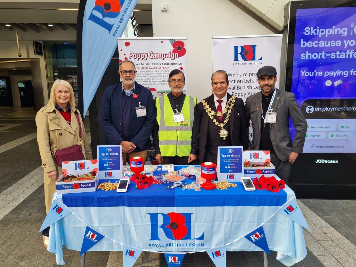 West Midland Region Ahmadiyya Muslim Elders Association CWFP Poppy Appeal Campaign was launched today by Lord Mayor of Birmingham Chaman Lal at New Street station.