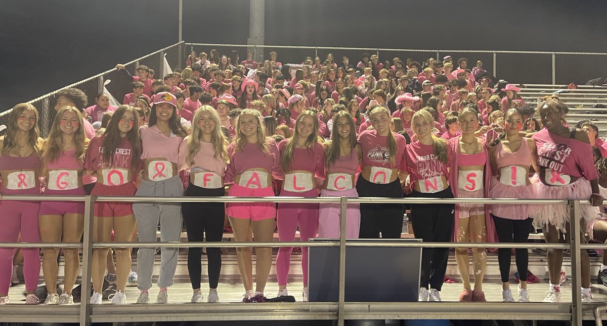 CC Falcon Nation supporting tonight’s Pink Out at the Cedar Bowl.