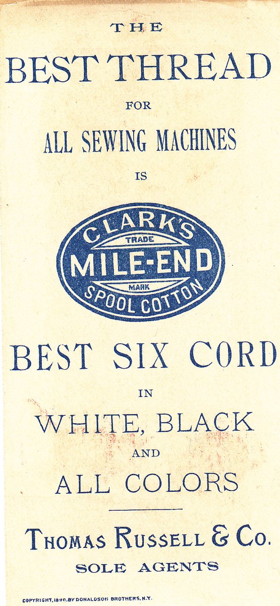 MarjeMolder's tweet photo. This #antique 1890s #VictorianEra #Trade #Card w/ #cats and #kittens is about 133 years old and is #advertising #Clarkes 'Mile-end thread' sole agents #ThomasRussell & Co. Copyright 1890 Donaldson Brothers #NewYork #OldPaper #ephemera #deltiology #USA not find other actual cards https://t.co/h60KzflHOI