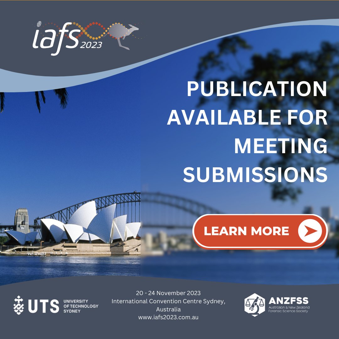 Are you presenting at #iafs2023  (oral or poster)? Submit your work for publication in special issues:

- Extended abstract in the Australian Journal of Forensic Sciences
- Peer-reviewed paper in Forensic Science International

For more information 👉 iafs2023.com.au/program/https:…