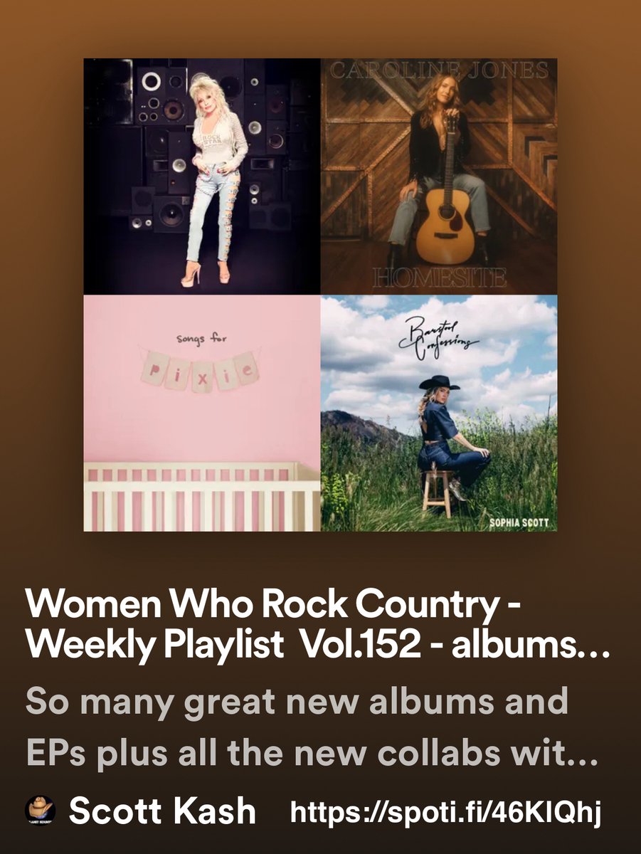 ScottKash88's tweet photo. NEW #WomenWhoRockCountry playlist with new collabs/duos/groups by
@HeatherALomax/#MichaelDoman
@MustangsWest
@OneUglyCowboy
@lakeandlyndale
#LanaScott/@otoofficial
+MORE
#Spotify
https://t.co/9Si8si3bdG
#NewMusic2023 #Country @Know_Know44 @rt_tsb @MusicCityMemo https://t.co/LK8pL0FgIq