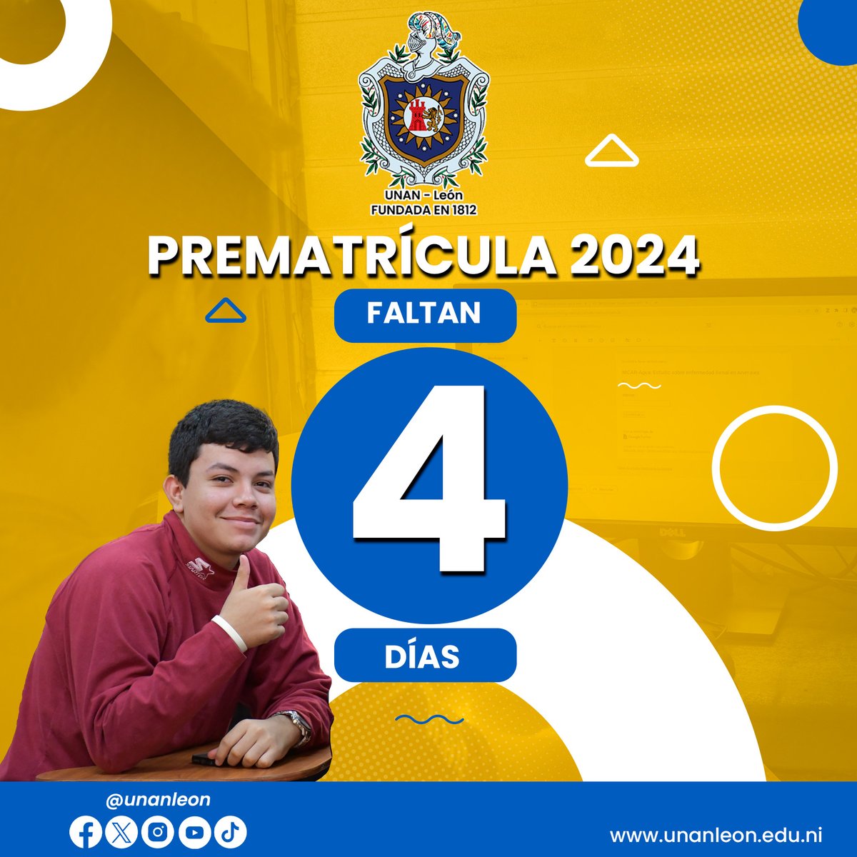 Faltan 4 días para dar inicio a las Prematrícula 2024 de esta casa de estudios UNAN León