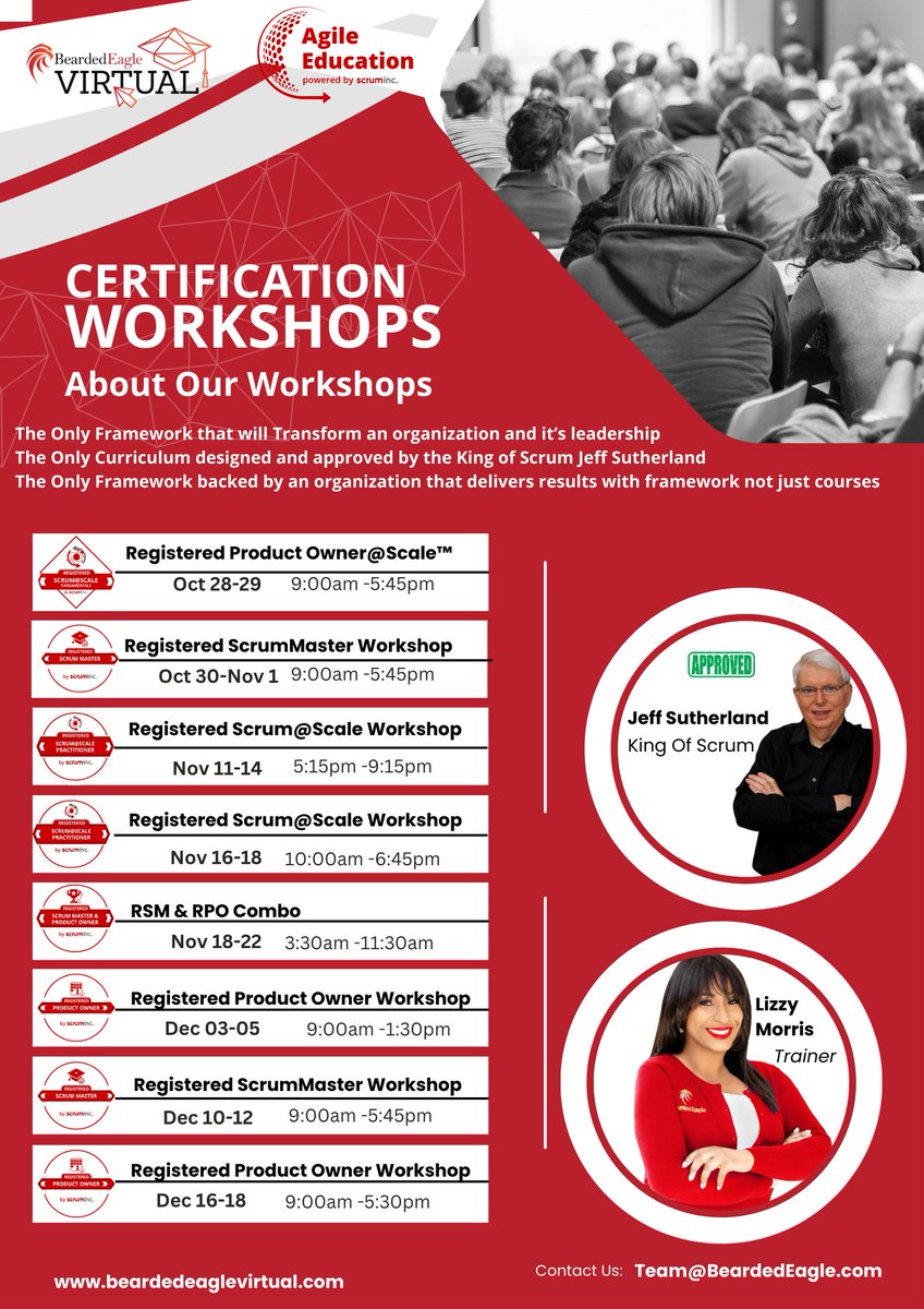 🌐 Lizzy joins forces with Jeff Sutherland, Scrum's architect! Embark on a transformative #Agile journey. Lizzy's passion, combined with Jeff's expertise, is set to reshape Scrum training. Don't miss out! #ScrumMastery

Register Now:beardedeaglevirtual.com