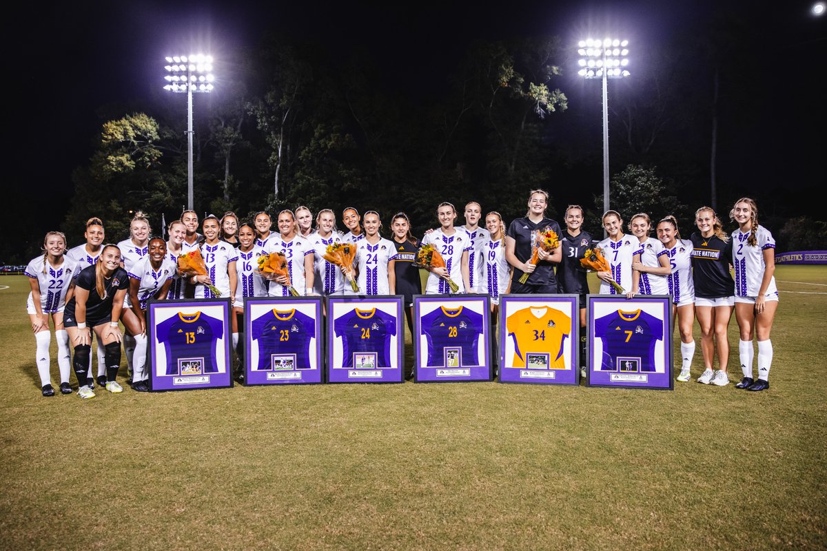 ECUSoc's tweet photo. You are welcome back to Johnson anytime! Thank you seniors! 💜💛

#GoPirates https://t.co/h78pDCBYt5
