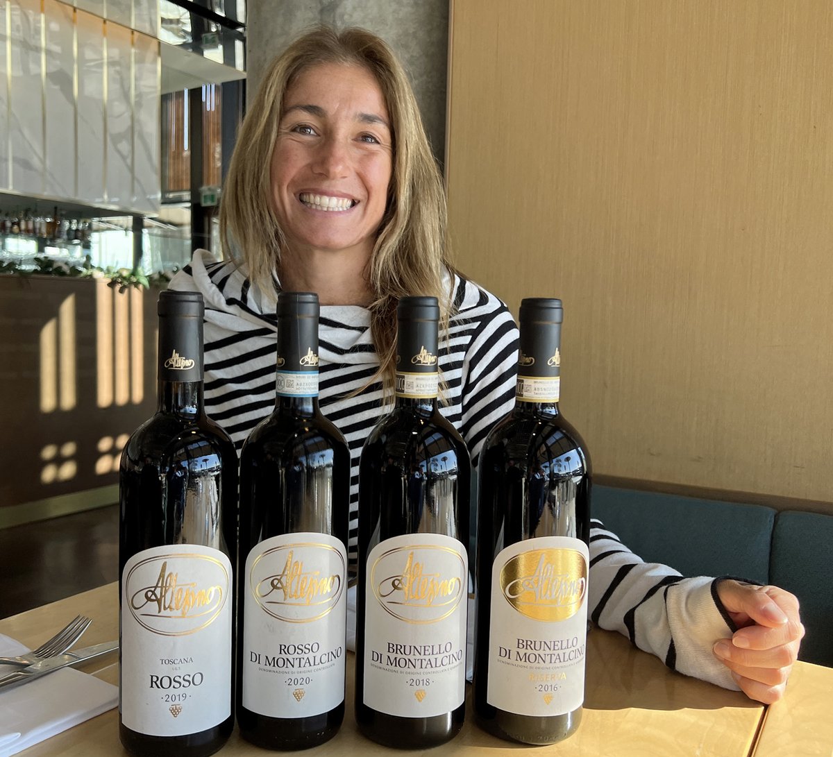 Great session with Alessandra Angelini of famed Brunello label Altesino. Angelini is as articulate and as elegant as her wines. We tasted 19 IGT Rosso, 20 Rosso di Montalcino, 18 Brunello di Montalcino and 16 Brunello di Montalcino Riserva. Notes soon at gismondionwine.com/#brunellodimon…