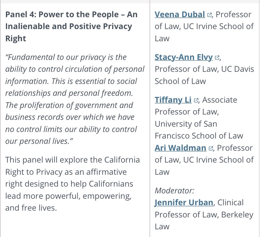 Look forward to speaking at @BerkeleyTechLJ conference on “California Constitutional Privacy at 50” tomorrow at @BerkeleyLaw!