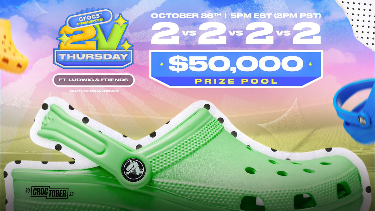 HAPPY #CROCTOBER23 🐊

@CROCS x LUDWIG 2vTHURSDAY LIVE NOW #CrocsAmbassador