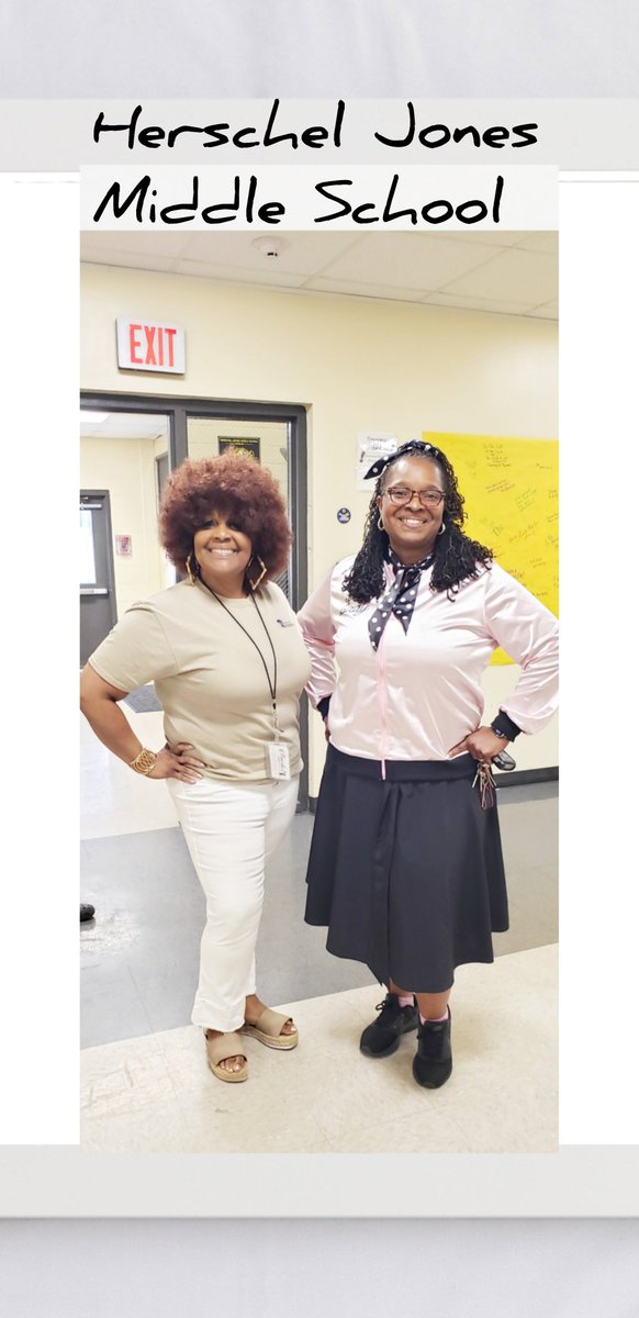 Can you guess the decade for Dr. Reeves (EAC-left) and Mrs. Silas (Adminstrator) @ Herschel Jones Middle School for Red Ribbon Week?
#LiveDrugFree
#❤HJMS
#RedRibbonWeek2023