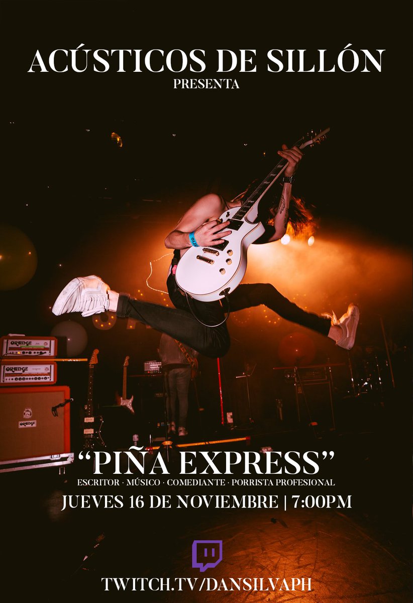 Nuestro próximo invitado en Acústicos de Sillón será un viejo amigo que todos quieren mucho, el mismísimo <a href="/Piniaexpress/">Andrés González</a> que nos deleitara con su sesión acústica y platicara de sus nuevos proyectos.
Nos vemos en mi canal twitch.tv/dansilvaph
Foto por su servidor en el Lunario.