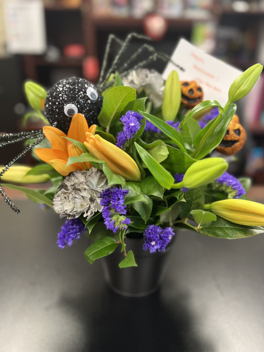 I love love love the monthly delivery of fresh flowers. This month’s is Halloween themed. Just fun and smells delightful. The Red Rose <a href="/CrosbyHS/">Crosby High School</a> does an amazing job.