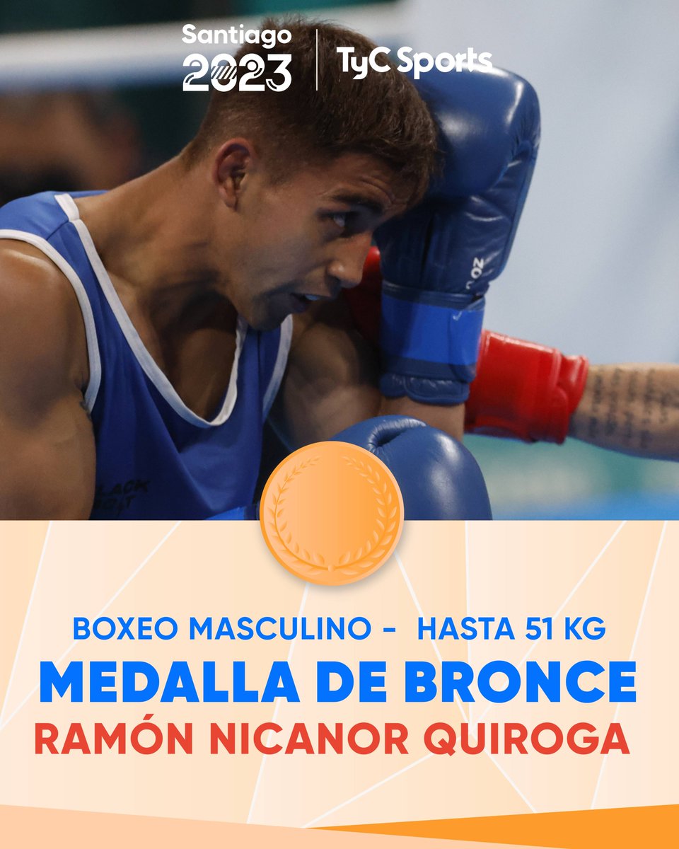 TyCSports's tweet image. 🇦🇷¡MEDALLA EN BOXEO!🥉

En la categoría masculina hasta 51 kilos, el boxeador Ramón Nicanor Quiroga logró la presea de bronce en los Juegos Panamericanos #Santiago2023, al igual que en #Lima2019.  El salteño cayó, por puntos, en decisión dividida, ante el brasileño Michael…