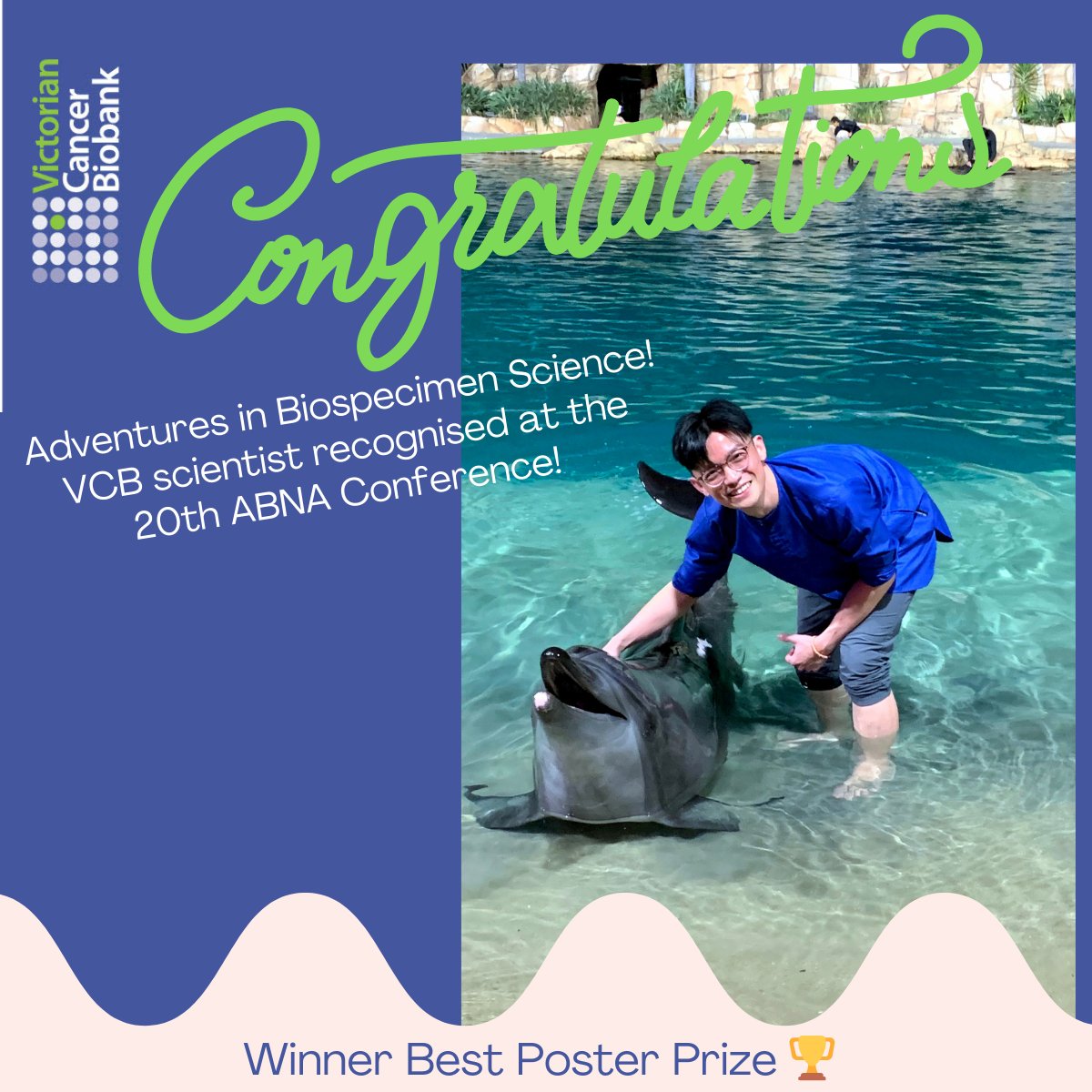 VicCancBiobank's tweet photo. The @VicCancBiobank are pleased to announce our team winning Best Poster Award at 20th ABNA Conference las week - with an incredible prize to enjoy too! https://t.co/IXRXqhaG9S
#biobanking #vcb #abna #seaworldgoldcoast #biospecimen #qualitycontrol https://t.co/Vn2Hvb3qc8