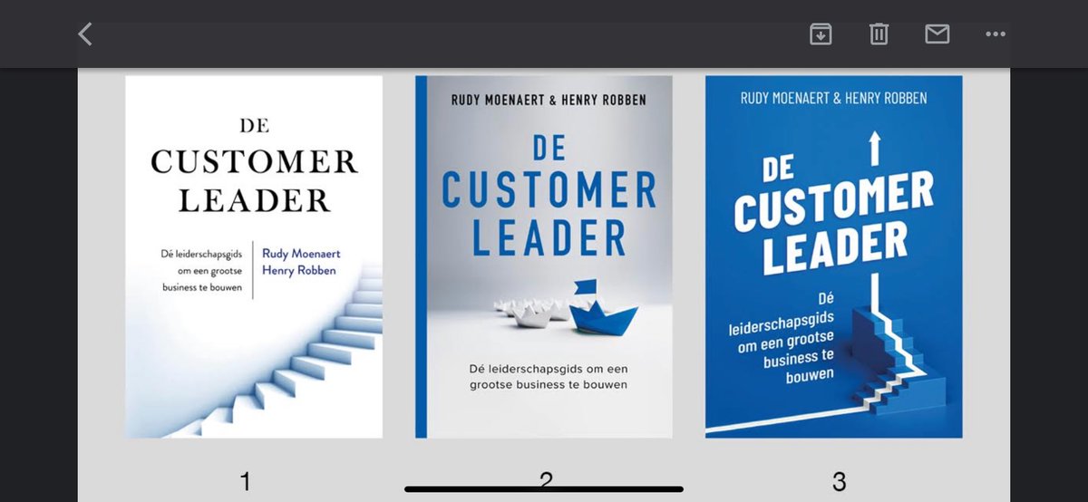 De Nederlandse versie van The Customer Leader verschijnt in februari. En nu is de vraag - welke cover? Onze ontwerper heeft drie voorstellen gemaakt. Welk ontwerp geniet jullie voorkeur? De drie inzenders met het origineelste commentaar ontvangen een gratis exemplaar!