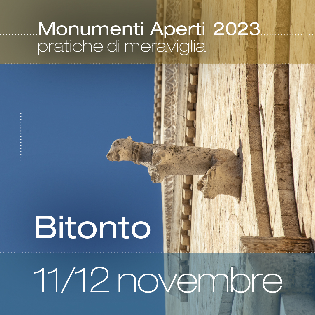 Scopri il nostro patrimonio a Bitonto l'11 e 12 novembre con Monumenti Aperti! Esplora nove siti speciali attraverso gli occhi di 520 studenti e celebra la nostra storia. Unisciti a noi e meravigliati!
monumentiaperti.com/it/comuni-dell…