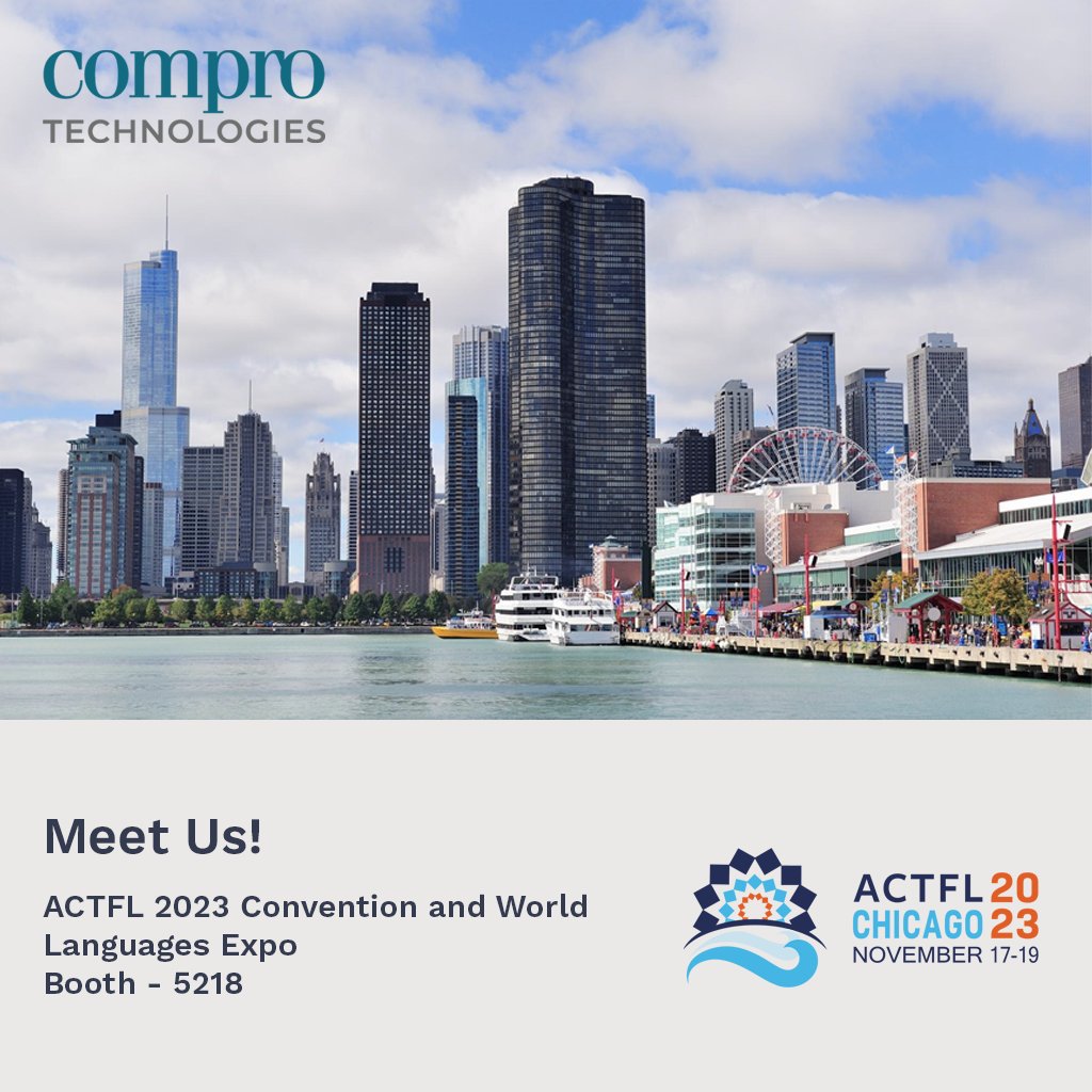 Are you heading to the American Council on the Teaching of Foreign Languages #ACTFL conference in Chicago? Be sure to visit Compro Technologies to learn about our AI powered Digital platforms for educational publishers. We will be at booth #5218. #ACTFL23 #EducationPublishing