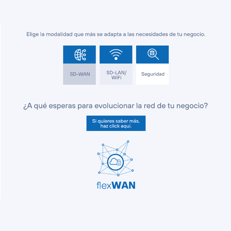 TE_GranEmpresa's tweet photo. ❓Conoces los beneficios de #flexWAN❓
✅Red Inteligente que aplica la #tecnología #SDWAN y #SDLAN para virtualizar tus redes adaptándolas al instante.
✅ Permiten➡️ Flexibilidad, dinamismo y seguridad de las redes.
✅Gestión desde la nube☁️ de modo centralizado.
👇👇