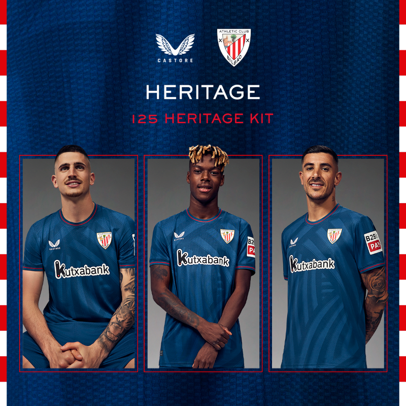 AthleticClub's tweet photo. 💙 𝙃𝙖𝙧𝙞𝙖 - 𝙃𝙚𝙧𝙞𝙩𝙖𝙜𝙚

Una equipación para un legado permanente. 

#Castore I #Athletic125 🦁