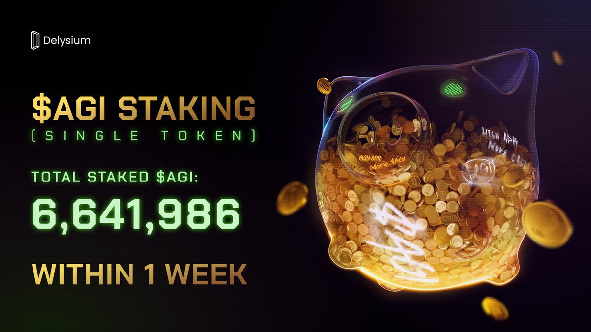 The_Delysium's tweet image. Boom! 

The staking number has surpassed 6,000,000 in just one week! 

How much $AGI will be staked next week? 

Comment below👇