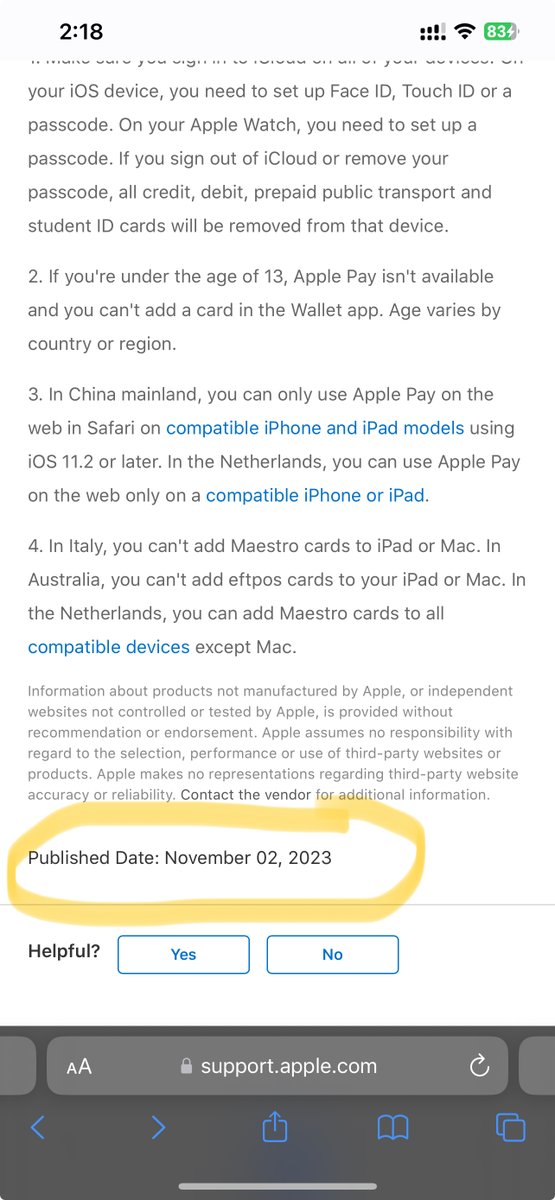Tech_Arrival's tweet photo. On further inspection, we found this page https://t.co/t6wDFnD2Tn on the Apple India site. This page was published yesterday, Nov 2, 2023. 

We think they might be launching sooner than expected. We hope it includes all the features like cc, dc as well as UPI. 

#ApplePayInIndia https://t.co/QUYQBYzxgV