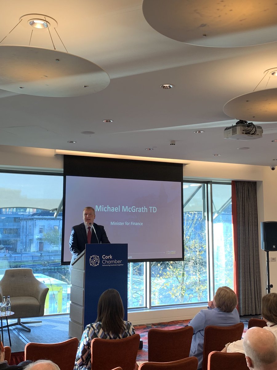 The 1st Keynote speaker, Minister for Finance Michael McGrath, speaking about the success of the IFS sector in Cork which has delivered great progress in the region &amp; the enormous opportunity the adoption &amp; employment of AI will bring to the sector. 

<a href="/mmcgrathtd/">mmcgrathtd</a> 
#CorkforIFS #AI