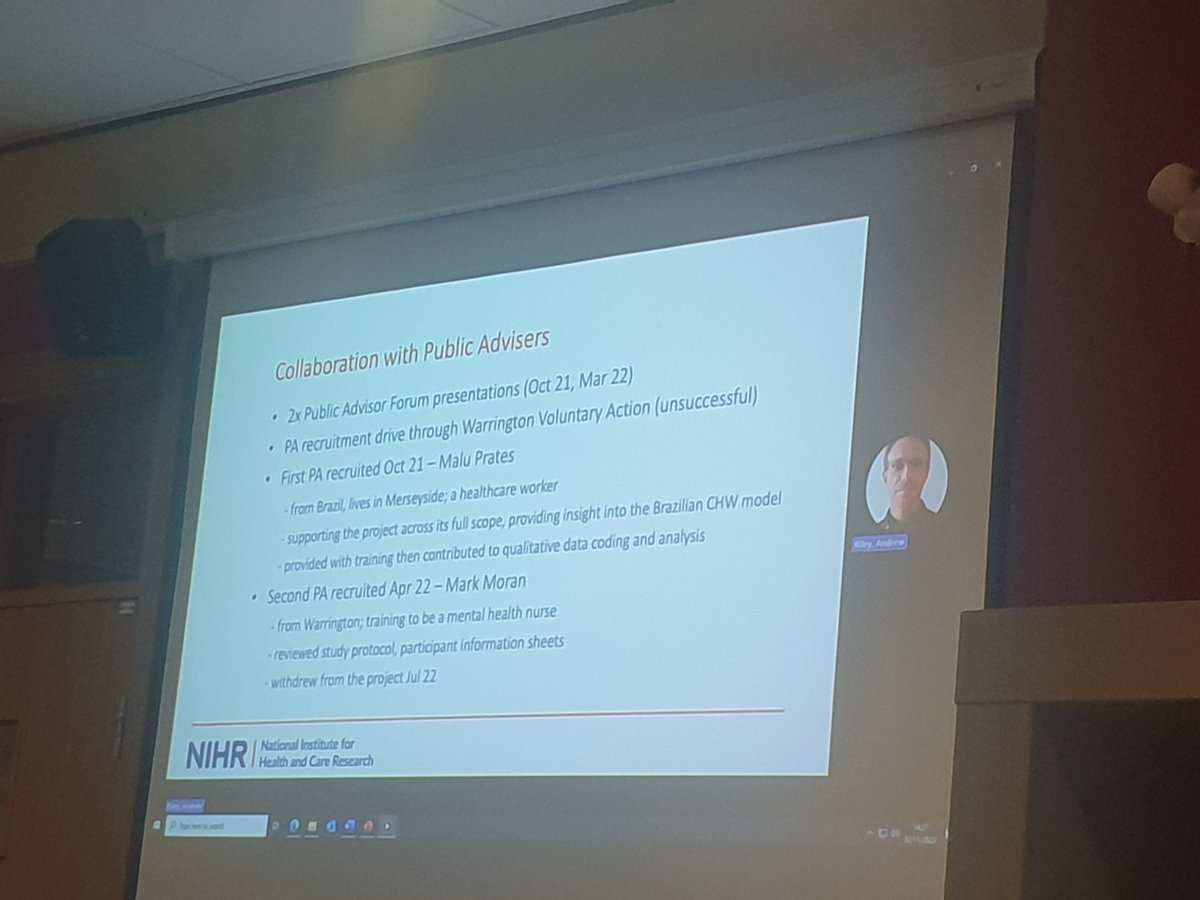 Clinical experience. How Andrew Riley  is working with our Brazilian advisor Malu to evaluate a trial of Community health workers in the #uk  using the #HIAT tool #ImplementEquity forequity.uk