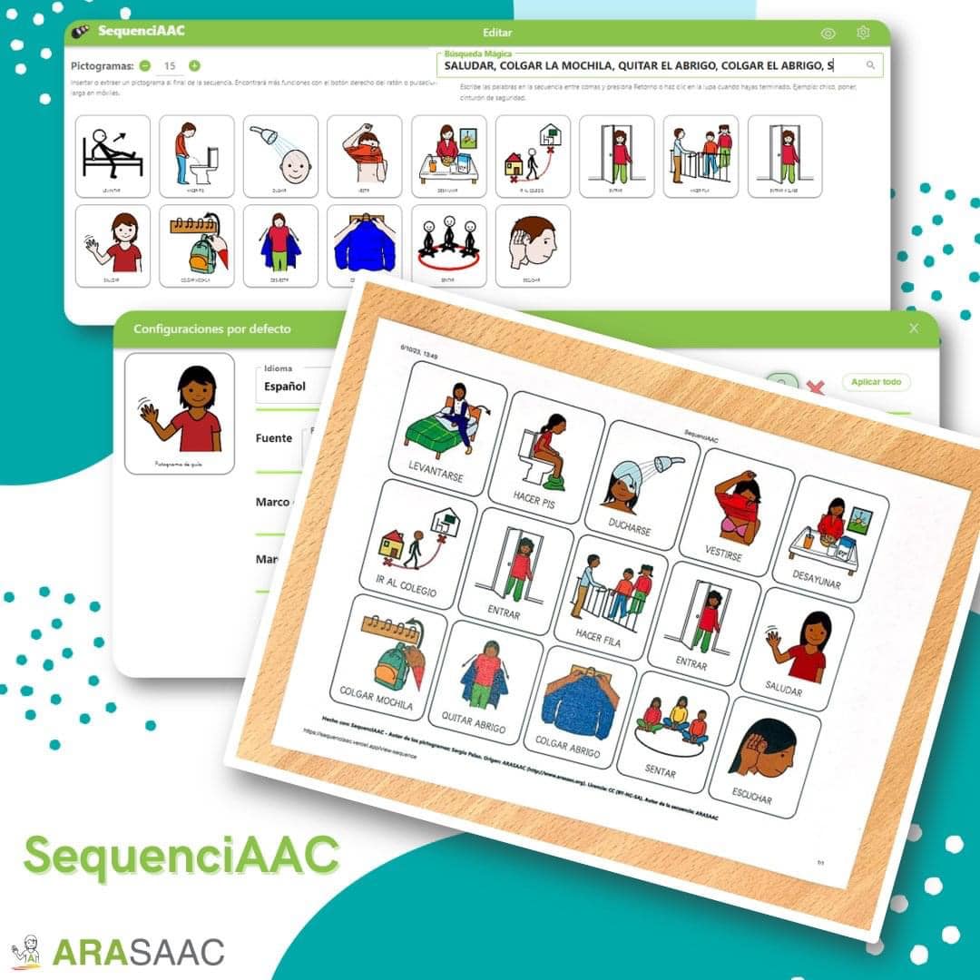 👉✅Os presentamos SequenciAAC, una aplicación web gratuita que permite elaborar e imprimir secuencias visuales para la comprensión, anticipación y ejecución de actividades y tareas de la vida cotidiana. ➡️💻 sequenciaac.arasaac.org ➡️💻Sofware CAA arasaac.org