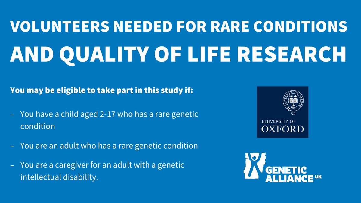 GeneticAll_UK's tweet image. University of Oxford researchers are seeking input from individuals with rare genetic conditions and their caregivers to ensure current quality-of-life measures truly represent the rare community's lived experiences.

Get involved now: ow.ly/vFu150PYu68