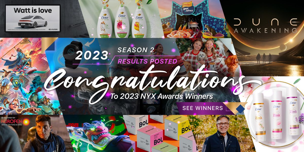 𝐓𝐡𝐞 𝐒𝐞𝐚𝐬𝐨𝐧 𝟐 𝐖𝐢𝐧𝐧𝐞𝐫𝐬 𝐨𝐟 𝐭𝐡𝐞 𝟐𝟎𝟐𝟑 𝐍𝐘𝐗 𝐀𝐰𝐚𝐫𝐝𝐬 𝐡𝐚𝐯𝐞 𝐛𝐞𝐞𝐧 𝐚𝐧𝐧𝐨𝐮𝐧𝐜𝐞𝐝! ✨

Browse through NYX Awards' winners and their award-winning works:
nyxawards.com/winner.php

#NYXAwards #videoawards #marcomawards #marketingawards #advertising