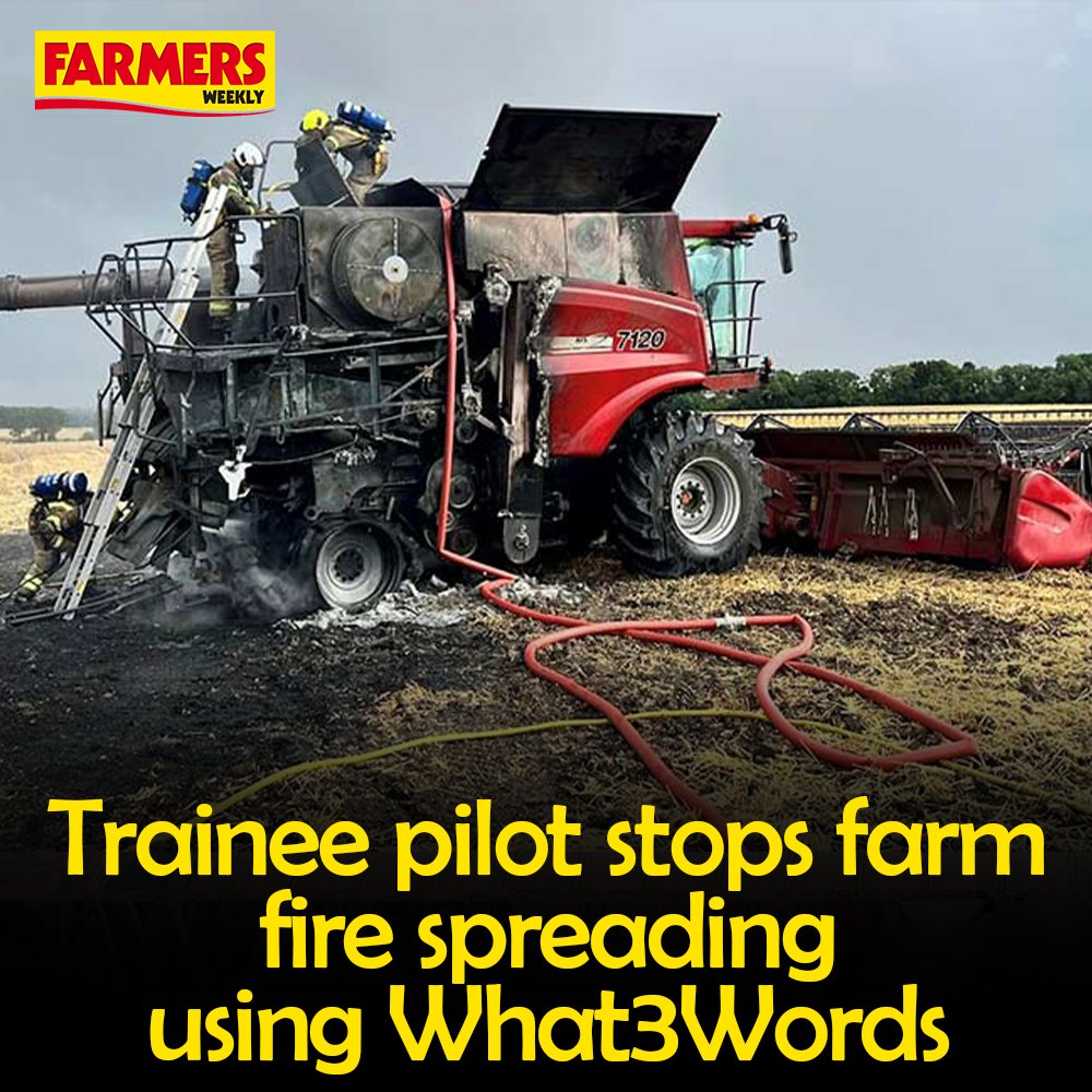 🔥 A trainee pilot from Bedfordshire has been praised for stopping the spread of a field fire, after spotting smoke from a burning combine harvester while up in the air last harvest.

Another <a href="/what3words/">what3words</a> success. 🙏

READ MORE: fwi.co.uk/news/trainee-p…