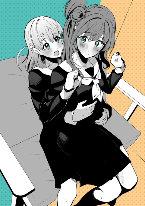 🫖:花帆さん…その、重たくないかしら…?  🐰:全っ然!梢せんぱい羽みたいに軽いですよ!  🫖:そう…それは、ありがとうなのだけれど…  #蓮ノ空美術部