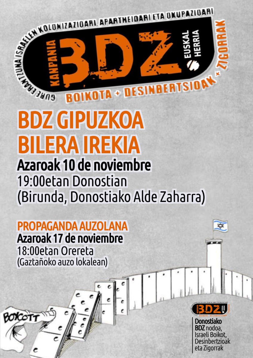 Hemen eta orain, Palestinarekiko elkartasuna @BDZDonostia da! x.com/BDZDonostia/st…

#Israelboikot
#PalestinarekinElkartasuna