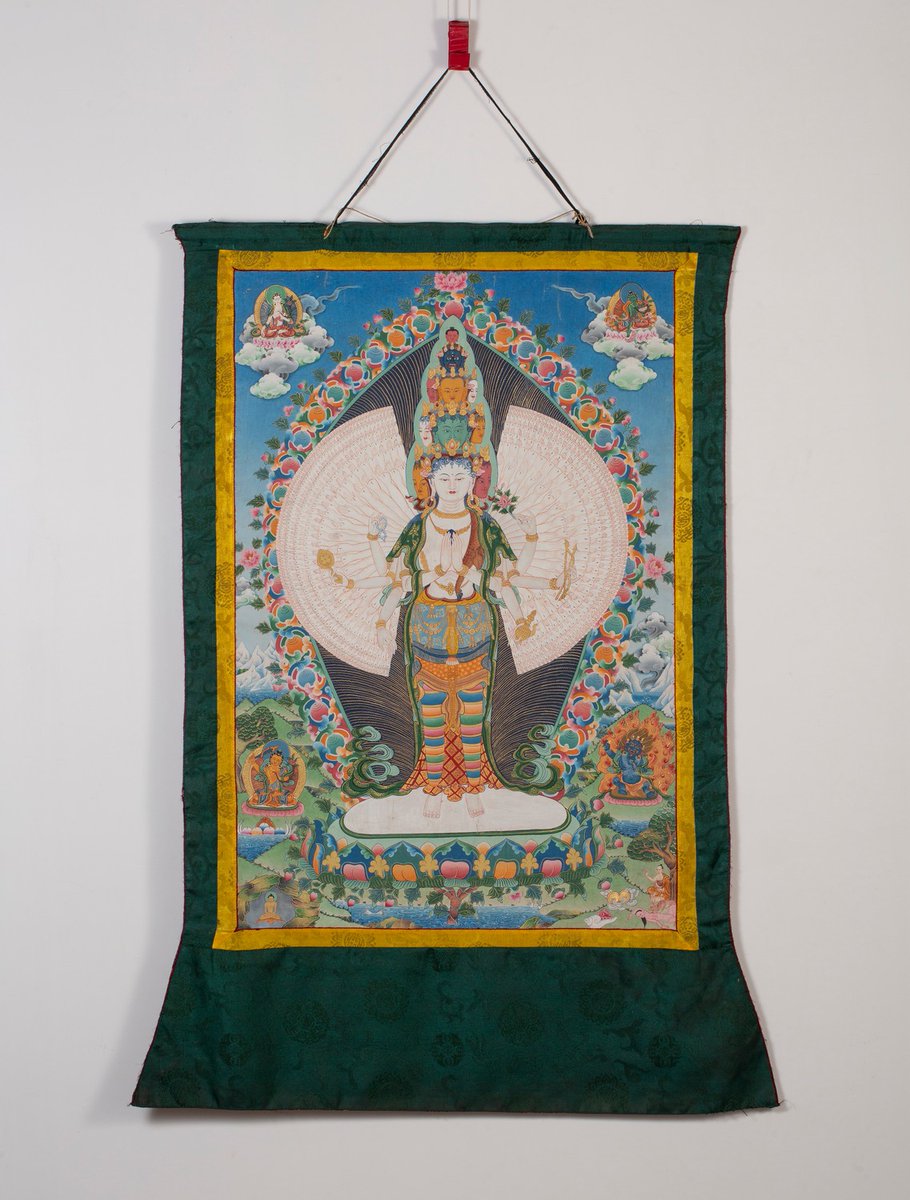 Elevate Your Space with Timeless Wisdom: 🌟 30+ Year Old Avalokiteshvara Thangka - Available Now in Our Etsy Shop. 🖼️✨ #ThangkaArt #BuddhistArt #BlackFriday #HandPainted #SacredArt etsy.com/listing/117905…?