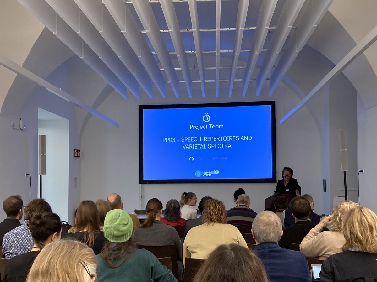 adooorn's tweet photo. The second day of the @sfb_dioe #preclosing conference starts with an overview of results from pp03- speech repertoires & varietal spectra. @ACDH_OeAW https://t.co/7VUgrRkBsE