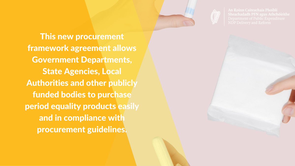 Ministers of State @smytho and @1Hildegarde have launched a new procurement framework that allows public sector bodies to easily purchase period products and no-cost vending machines for use in public offices, buildings and facilities. 🔗 tinyurl.com/y2rdkyyz