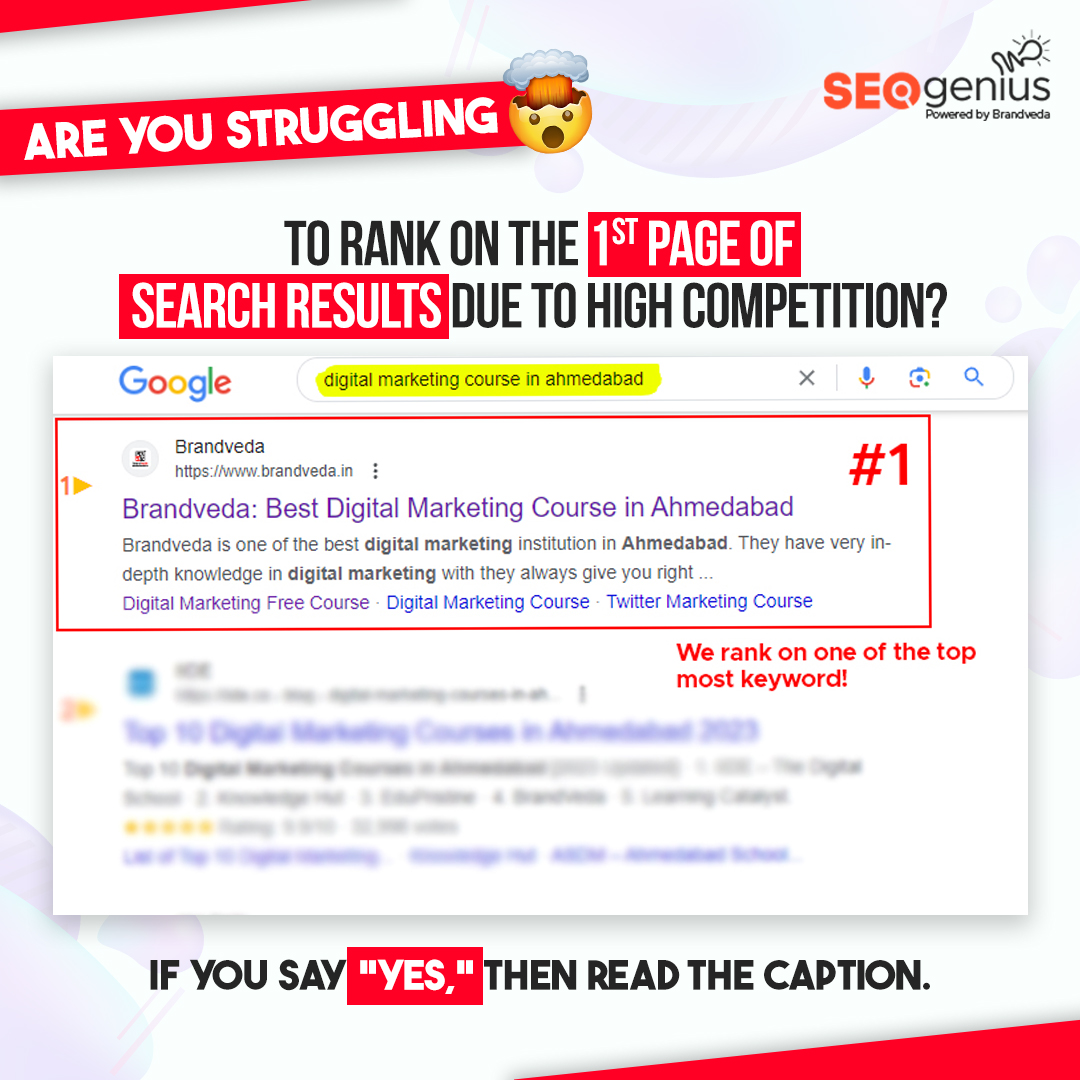 🌐 High competition? No problem! Our SEO Genius Course will teach you the strategies that get you to the first page. Don't miss out, enroll now👉 hi.switchy.io/IlLI 
#SEOStrategies #Brandveda #seogeniuscourse