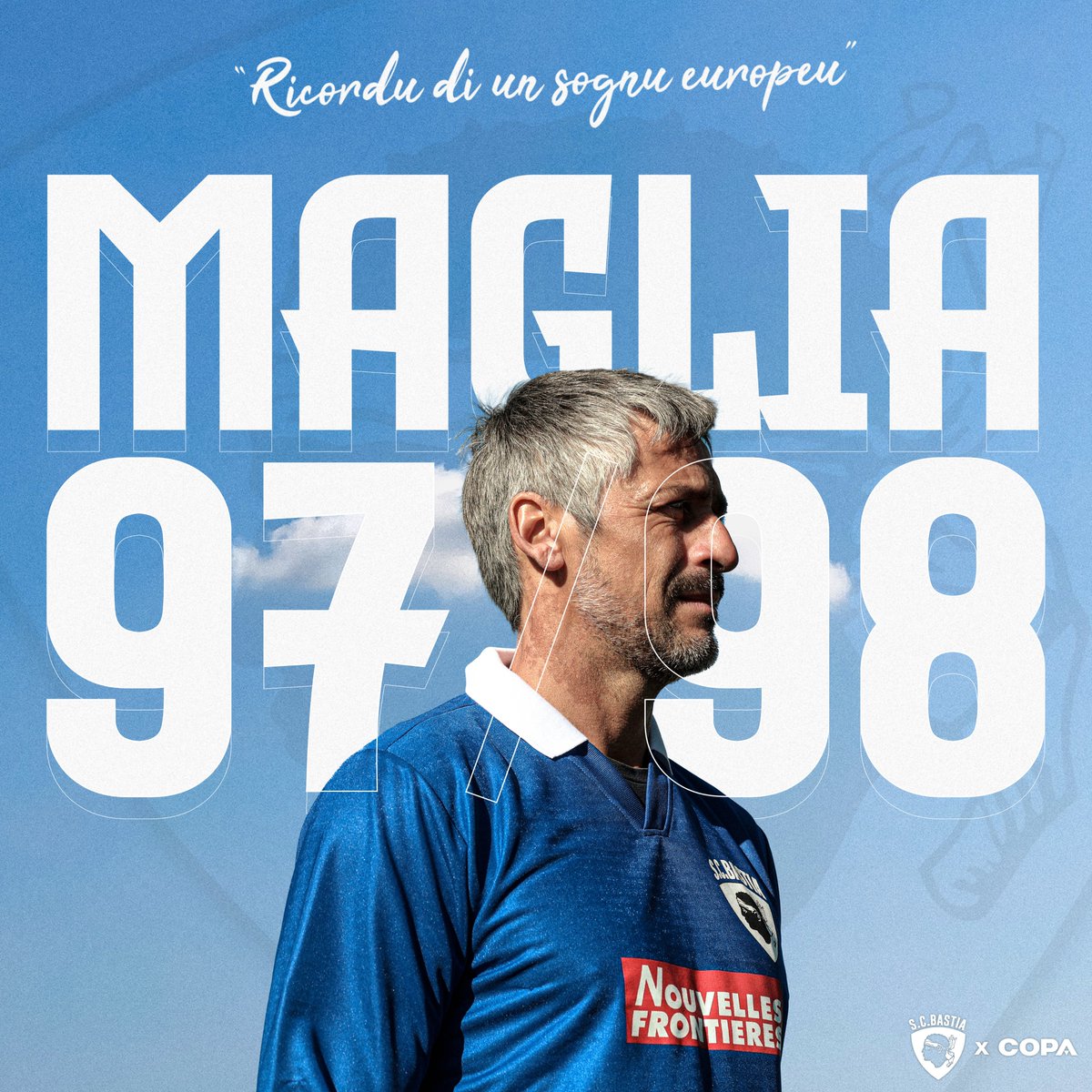 SCBastia's tweet photo. "𝐑𝐢𝐜𝐨𝐫𝐝𝐮 𝐝𝐢 𝐮𝐧 𝐬𝐨𝐠𝐧𝐮 𝐞𝐮𝐫𝐨𝐩𝐞𝐮" ✨

A nostra riedizione di a maglia emblematica di a stagione 97/98 hè dispunibile ! 🔵

🤝 Incù @COPAfootball

👕 In linea è in butteca !

🌐 👉 https://t.co/uYA2UqWwuN https://t.co/TH8m86WBws