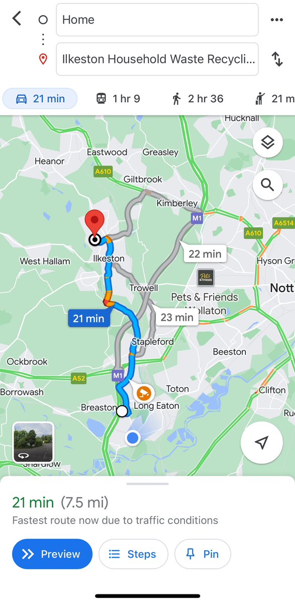 @Derbyshirecc @Joel_Bryan1999 @ErewashBC @LongEatonLife 

So to be clear, the recommendation for Long Eaton residents is to do a 15 mile round trip, taking 40+ minutes on the road, to recycle waste?

Remind me, what are your environmental goals & will our council tax be reduced to offset fuel?