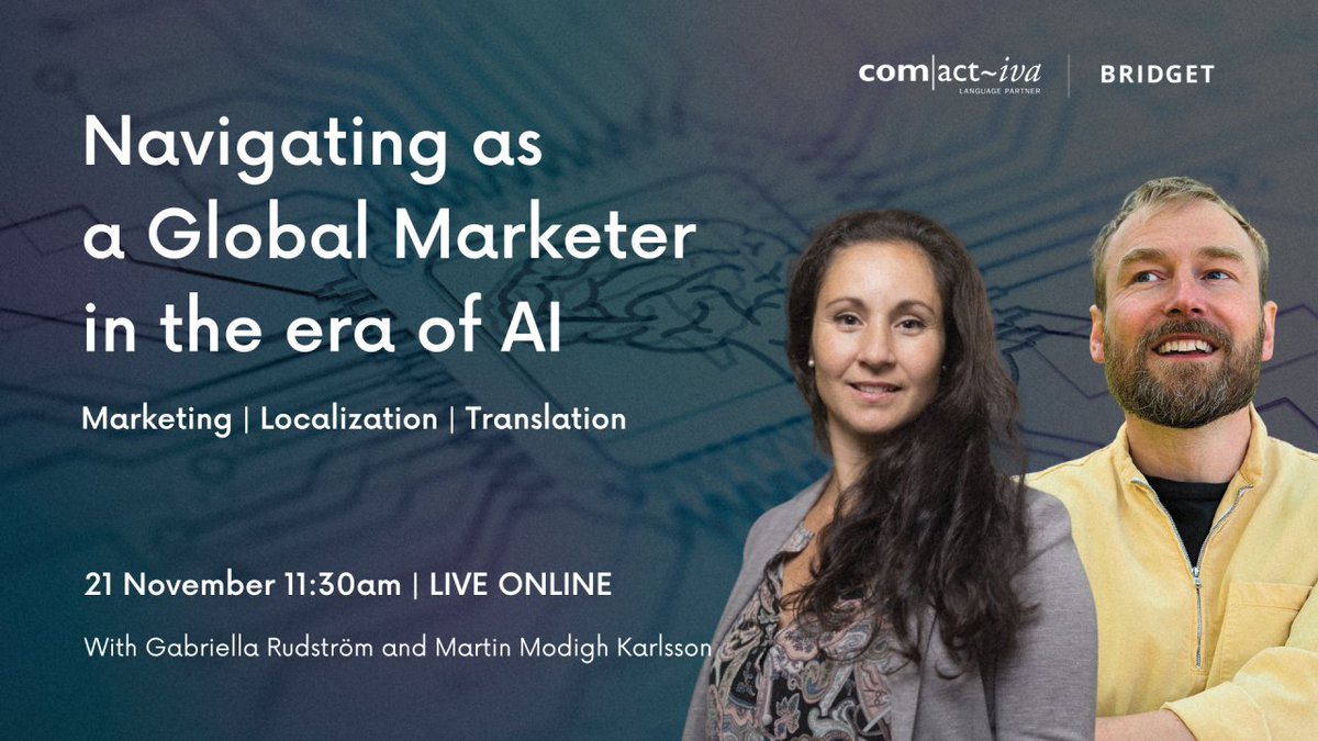 🚨 Navigate and gain a comprehensive understanding of your choices within the dynamic realm of marketing and localization in today's ever-evolving landscape. Martin Modigh Karlsson, We are Bridget &amp; Gabriella Rudström, Comactiva Register: lnkd.in/edzJVbeC #ai #localisation
