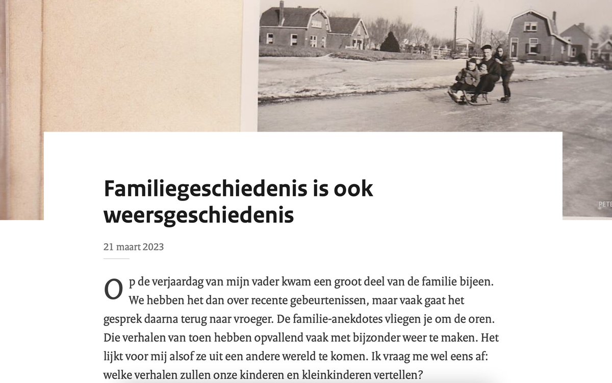 Mijn persoonlijke favoriete <a href="/KNMI/">KNMI</a> #klimaatbericht gaat over mijn eigen familie en onze weergerelateerde herinneringen. 
Overgrootvader Thijs, oma Wil, vader Peter, ikzelf (<a href="/karin_vdwiel/">Karin van der Wiel</a>).. ieder zijn eigen verhaal, getekend door het klimaat van die tijd.
➡️knmi.nl/over-het-knmi/…