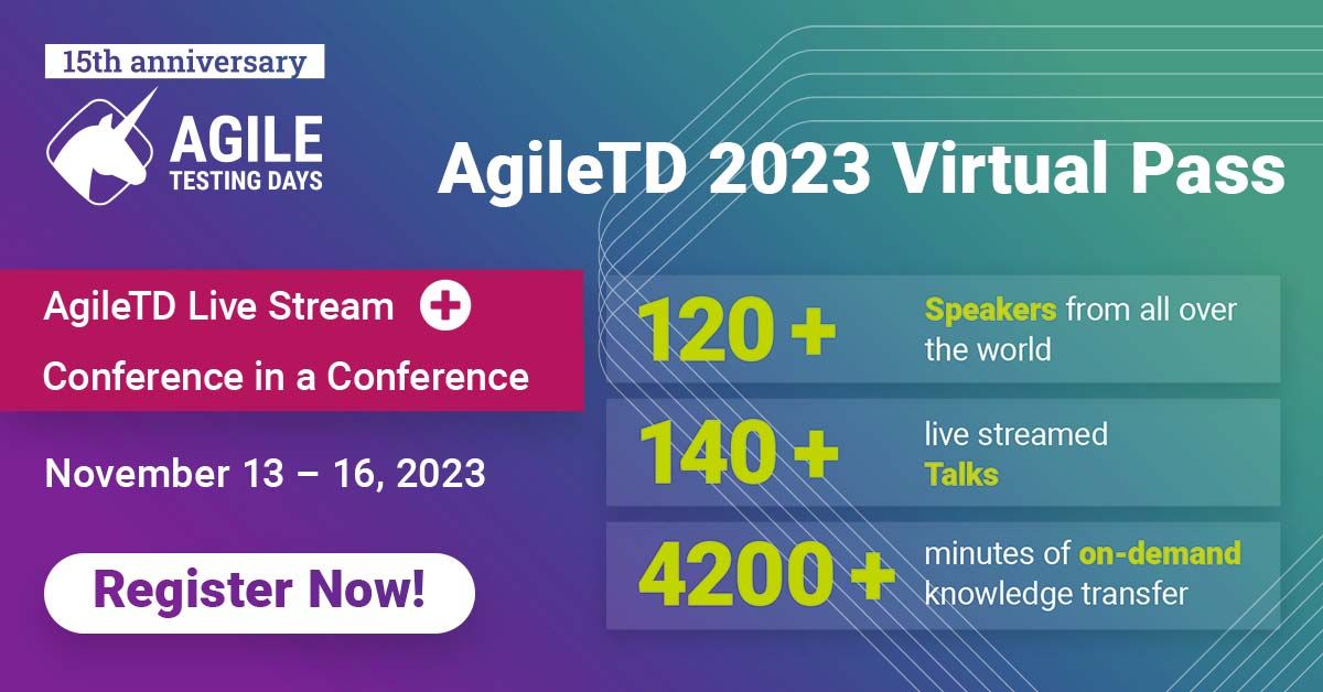 🌐 <a href="/AgileTDZone/">AgileTD Zone</a>, a 4-day convergence of 600+ agile software testers and engineers from across the globe. 

📅 13th - 16th, 2023 📍 Potsdam, Germany &amp; Online

🖥️ More: agiletestingdays.com/?utm_source=de…

👉 Tech events in Germany: germantechjobs.de/events

#GermanTechJobs #Germany