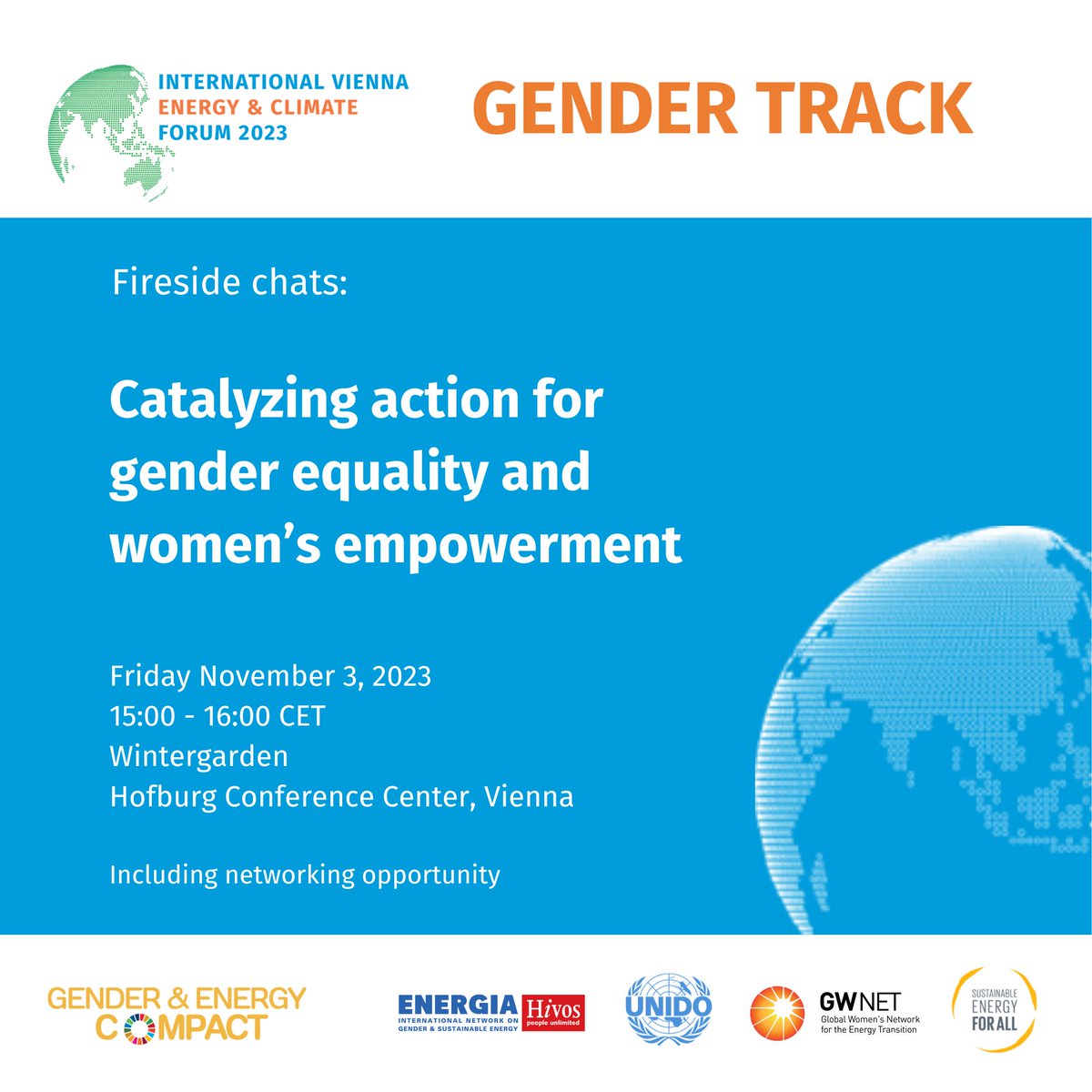 Closing off the @IntForumVienna with a big bang: 2 #GenderEquality events! At 11:30 & 15:00 How to increase female participation in the sector, need for gender-disaggregated data & best practices. #GenderEnergyCompact 📍Trabantenstube & Wintergarden 💻 youtube.com/@UNIDObeta/str…