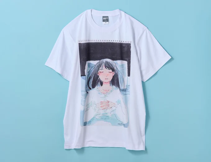 7名のアーティスト様の選んで下さったイラストをご紹介し終えたので、Tシャツをご紹介します。沖さんの絵は縦長なので絵の存在感があって可愛いし、和田さんの絵の余白感がTシャツにめちゃくちゃ合います。 <プロジェクトページはこちら> 