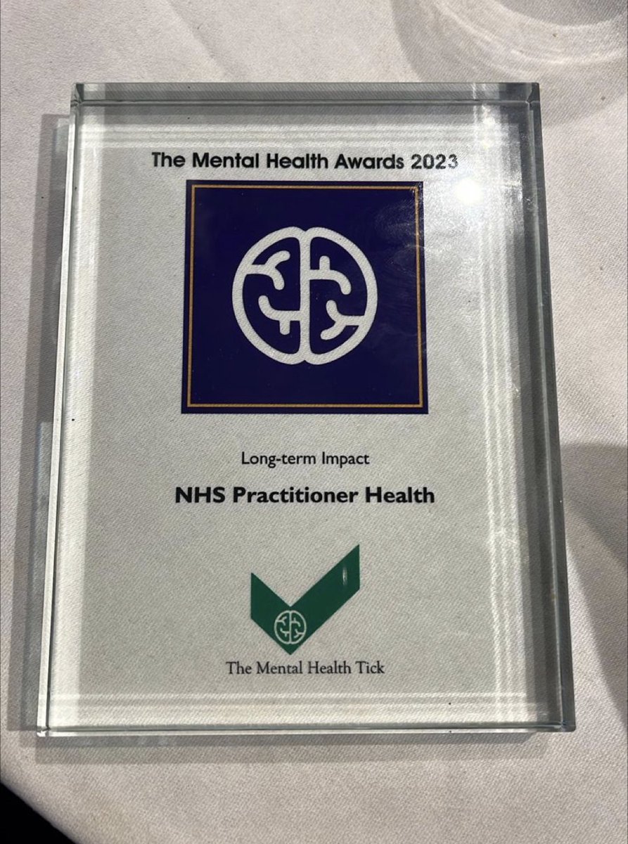 NHSPracHealth's tweet photo. We are incredibly excited to announce that NHS Practitioner Health has won the award for 'Long-term Impact' at this years Mental Health Awards! A massive well done to our team for their continued dedication to the service.😄#MentalHealthAwards #CelebrateMentalHealth https://t.co/LxKCXRIuiY