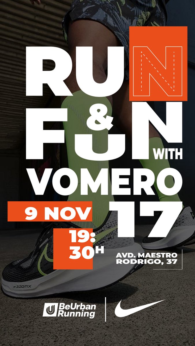 ¡Ven a probar las Nike Vomero 17 en nuestra tienda de Valencia!  

Nos vemos el 9 de Noviembre a las 19:30h en la Avda Maestro Rodrigo, 37 ¡No te lo pierdas!

Inscríbete aquí: eventbrite.es/e/entradas-run…