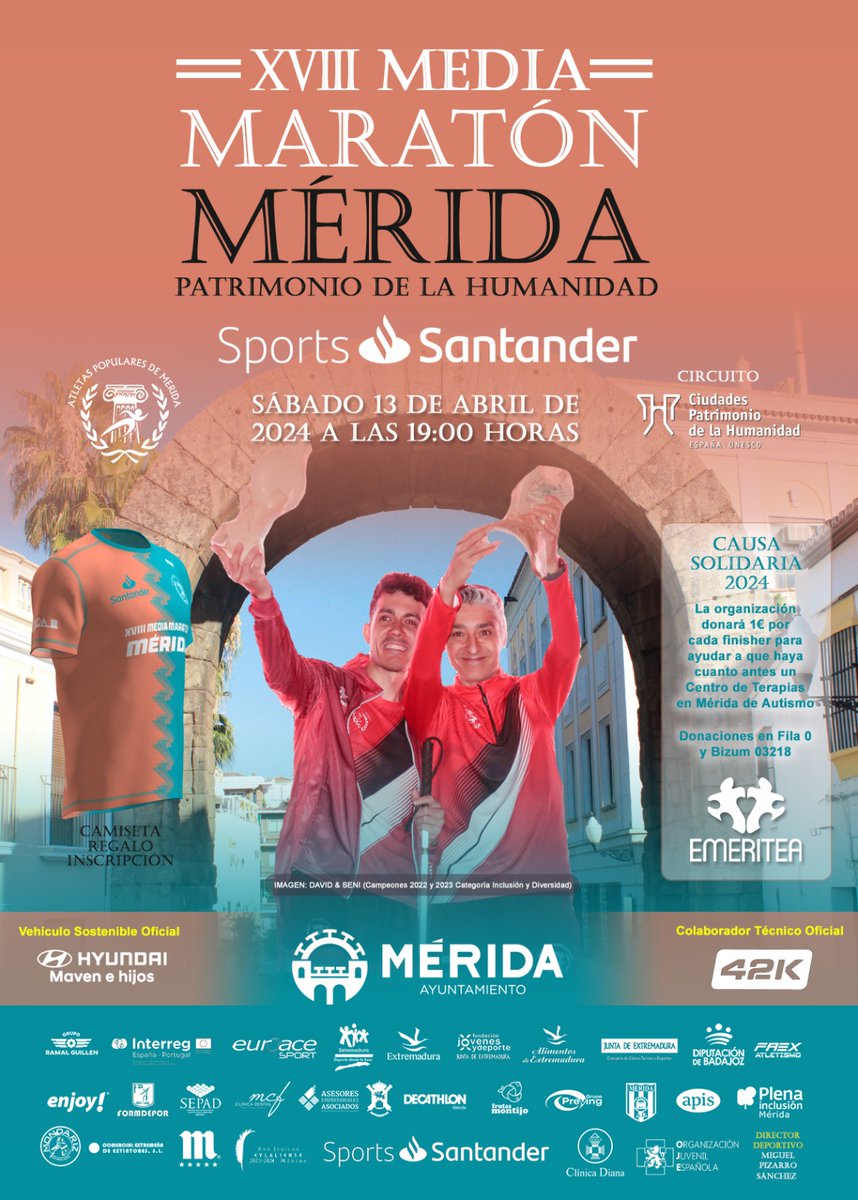 📢Presentamos el precioso y emotivo cartel de la próxima edición de nuestra Media Maratón

❤️Hemos querido homenajear a nuestros socios David &amp; Seni, campeones las 2 últimas ediciones de la categoría Inclusión y Diversidad

👏Su esfuerzo diario es un ejemplo para tod@s nosotr@s