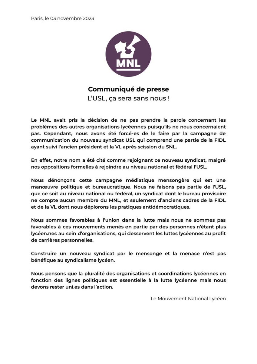 MNL_National's tweet photo. Il était nécessaire de rétablir la vérité, à l'avenir nous aimerions que notre organisation ne soit pas citée sans nous avoir consulté-es au préalable. https://t.co/n2tycKok85